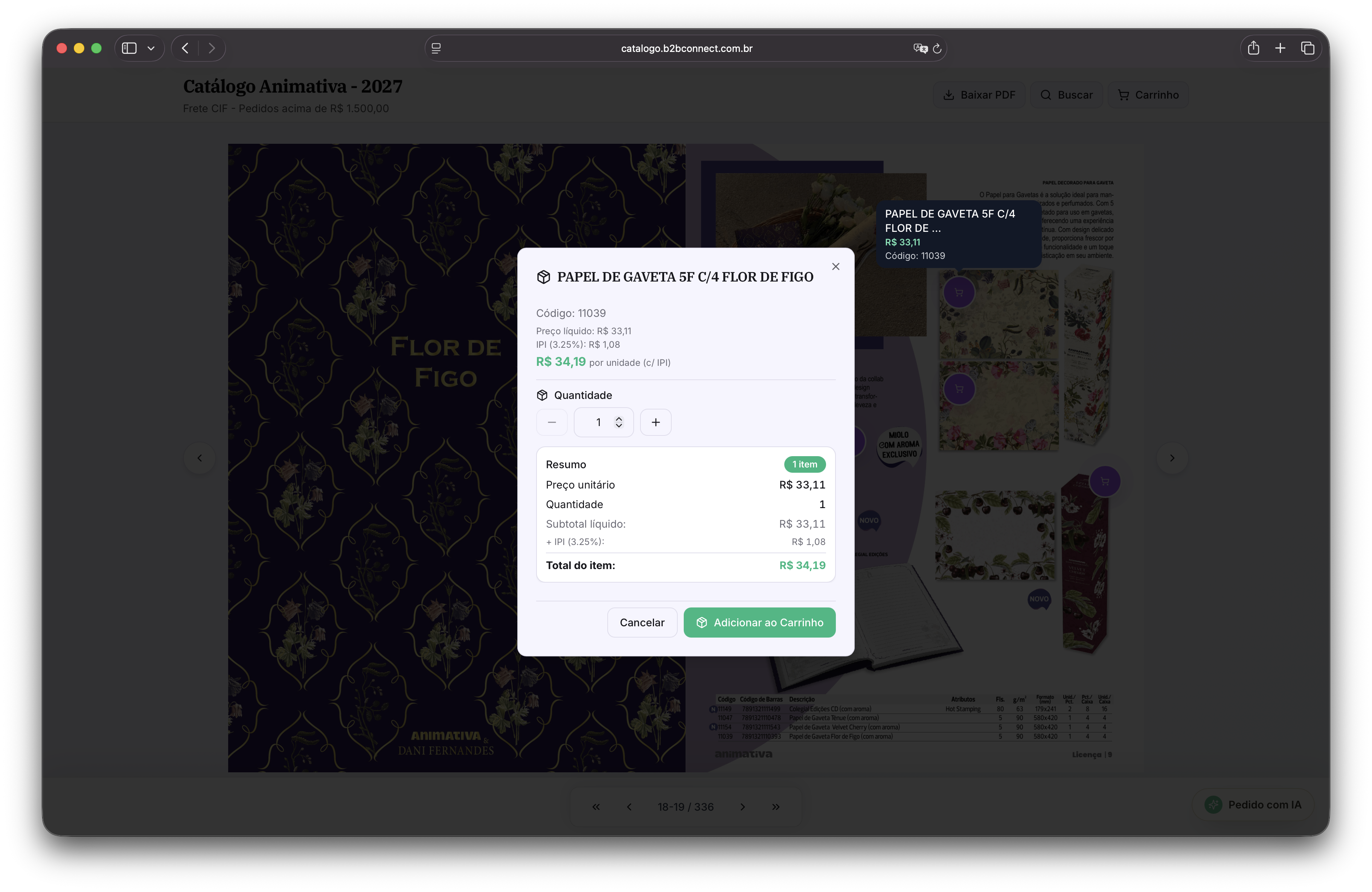 Modal de compra do b2bconnect sem necessidade de cadastro